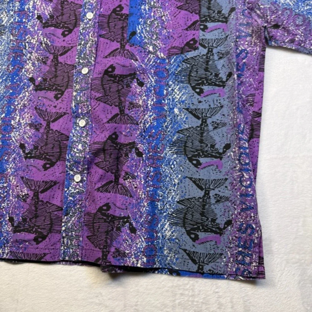 VTG 80s 90s The Men's Store Sears Vicious Fishes Short Sleeve Button Shirt XL - Picture 3 of 14